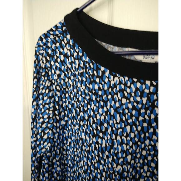 Croft & Barrow Woman XL Blouse Blue White Polkadot Asymmetrical Hemline Business - Picture 4 of 10